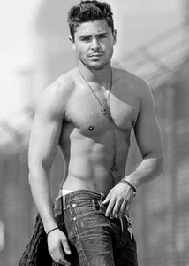 Ventilador de películas sin camisa Zac Efron grande cartel estampado pared arte decoración de habitación A4 A2 A1 - Imagen 1 de 4