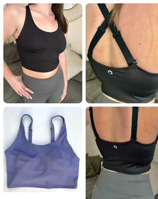 Ex Famous Store Ladies Sports Bra Medium Support Non Wire Black Crop Top Gym NEW - Image 1 of 2