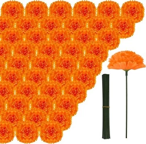 50Pcs Artificial Marigold Flower Heads, Silk Marigold Heads Bulk Fake Flowers... - Picture 1 of 2