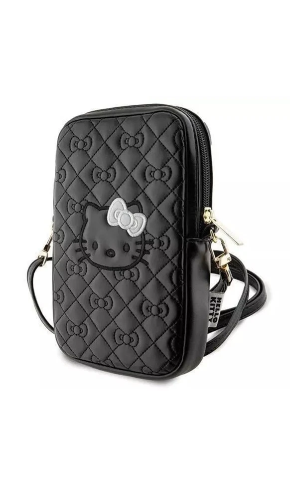 Hello Kitty Quilted Bows Universal Phone Bag with Strap Black - HKPBPEKHBPK - Image 1 of 4