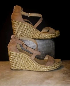 Sandalias de plataforma con suela BKE para mujer 7,5 M beige 3,5" cuña acolchada alpargata    - Imagen 1 de 9