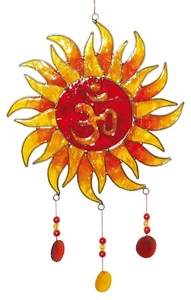 Suncatcher Fensterdekoration Feng Shui "Sonne Om" Resin gelb/orange 20cm - Bild 1 von 1