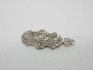 14k White Gold and Platinum Filagree Diamond Pin / Hinged Pendant J37 - Picture 1 of 4