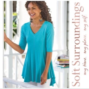 Túnica Top Suave Alrededor S Aqua Azul Excelente Tejido - Imagen 1 de 5
