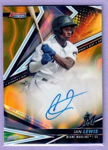 2022 Bowmans Best Ian Lewis Gold Lava Refractor Auto Autograph #/75 Marlins SP - Picture 1 of 2