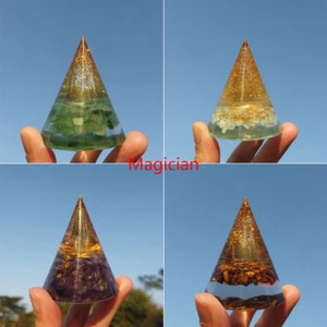 Crystal Orgone Cone Reiki Healing Chakra Meditation Handmade Gravel Orgonite - Imagen 1 de 17