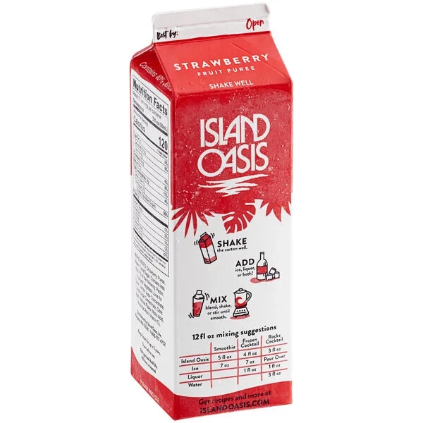 Island Oasis Strawberry Frozen Beverage Mix 32 fl. oz. - 12/Case 103STE513279 - Image 1 of 3