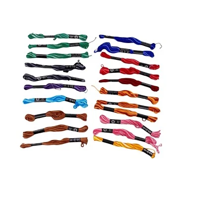 Embroidery Floss Cotton Asst Lot of 21 Skeins Various Colors Loops and Threads - Image 1 of 4