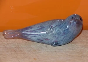 Dark Grey / Pink glass heavy Harp Sealion 17 cms high possibly Langham - Picture 1 of 4