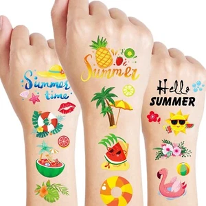 Summer Temporary Tattoos for Kids 1092 Pieces Tropical Beach Hawaiian Themed - Picture 1 of 3