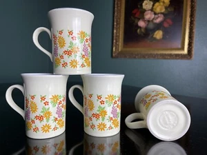 Vintage MCM Ofen Craft (4er Set) Teetassen Kaffeetassen Floral Staffordshire England - Bild 1 von 6