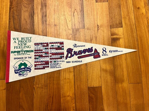 RICHMOND BRAVES 1988 Schedule Vintage Pennant Defunct Minors AAA International L Cover