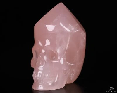 Punta de calavera de cristal tallado de cuarzo rosa de 2,7", cristal curativo Foto 1 de 4