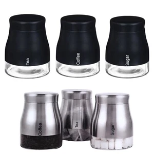Juego de 3 frascos de azúcar de café de té con manga de metal almacenamiento de cocina - Imagen 1 de 7