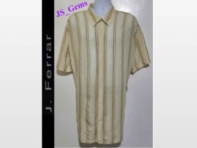 Nueva Camisa Para Hombre a Rayas Mangas Cortas Tostado Blanco Amarillo Grande y Alto 3XL Foto 1 de 4