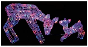 Acrylic Mother & Baby Deer Christmas Decoration 70-38Cm Multi Coloured Soft - Picture 1 of 12