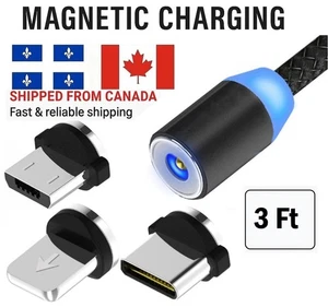 Câble de Charge Micro USB Magnétique Type-C iPhone pour Samsung, Huawei, iPhone... - Photo 1 sur 5