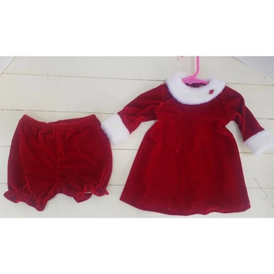 Marmellata 假日圣诞礼服 Bloomer 套装红色白色 6 个月 — 第 1/4 张图片