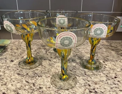 A WORLD TRAVELER COLLECTION Set of 4 MARGARITA Handcrafted Glasses NWT - Image 1 of 4