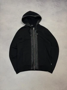 Sudadera con capucha Just Cavalli para hombre con cremallera y correa de cuero Y2K diseñador italiano talla M negra - Imagen 1 de 16