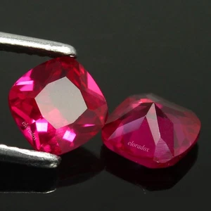 Par de cojines de piedras preciosas certificadas Mogok natural sangre rojo rubí 3,00 mm EL05 - Imagen 1 de 5