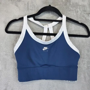 Nike Sports Bra Womens Small Blue White Dri-FIT Air Logo Racerback Athletic Gym - Picture 1 of 6