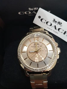 Womens Coach Watch Beautiful Gold Tone With Crystals NWT Original Box - Picture 1 of 6