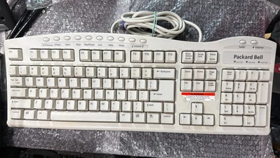 Vintage Packard Bell PS/2 Computer Media Select Keyboard Beige White FDA-116C - Image 1 of 2