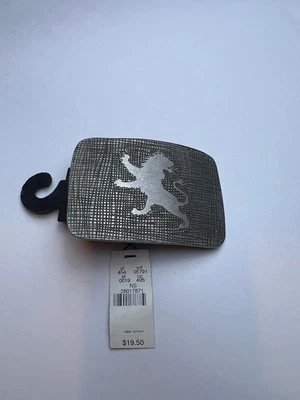 Hebilla de león Express vintage para hombre | Hecha en Italia | Metal plateado texturizado nueva con etiquetas Foto 1 de 4
