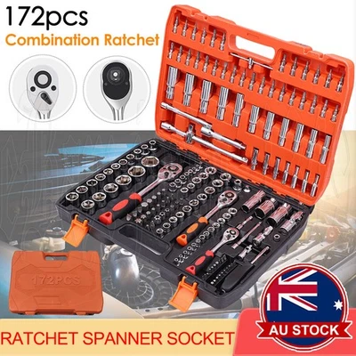 172Pcs Metric Ratchet Spanner Socket Set 1/4" 1/2" 3/8"  Tool Kit Wrench Toolbox - image 1 of 4