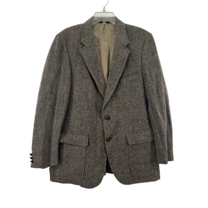 Blazer de lana escocesa Harris Tweed vintage para hombre 40R gris marrón abrigo deportivo Heritage - Imagen 1 de 16
