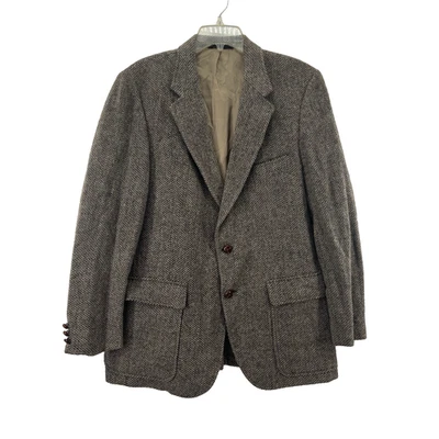 Vintage Harris Tweed Scottish Wool Blazer Men 40R Gray Brown Sport Coat Heritage - Image 1 of 4