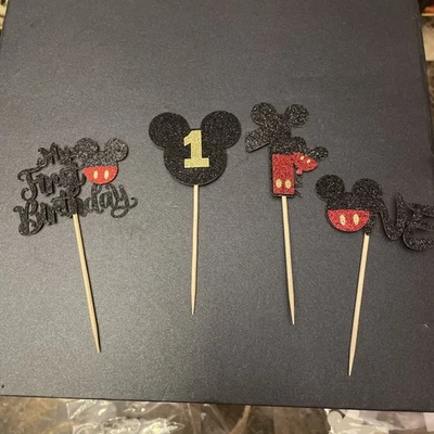 Mickey Mouse 1st Happy Birthday Cup Cake Toppers/Decorations Set of 24 New - Image 1 of 2