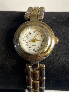 Gold & Silver Watch Women 22mm Case 7 3/4" Band- New Battery - Picture 1 of 9