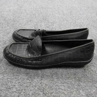 Lauren Ralph Lauren Shoes Womens Size 9 Croc Embossed Loafers Leather Flats - Image 1 of 4