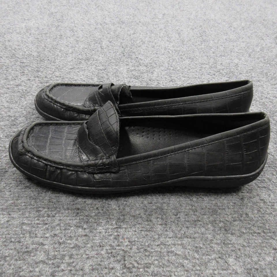 Lauren Ralph Lauren Shoes Womens Size 9 Croc Embossed Loafers Leather Flats - Image 1 of 4