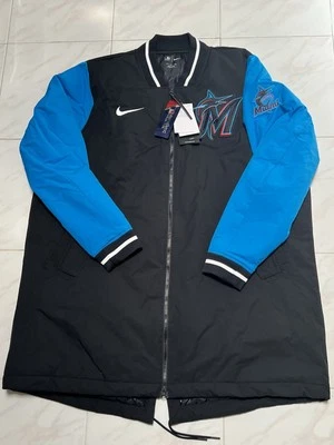 Nike Miami Marlins MLB Dugout Full Zip Parka Bomber Jacket Men’s XL NEW Black - Image 1 of 4