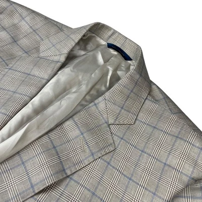 Blazer Brooks Brothers para hombre Regent Reda lana 2 botones beige/azul a cuadros • 42S Foto 1 de 4