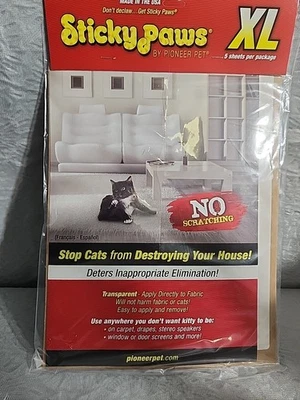 Sticky Paws XL 5 Sheets Stop Cats Destroying Furniture Anti Scratch Cat Training - Image 1 of 4