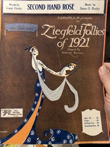 Partituras M 1921 Ziegfeld Follies FANNY BRICE (rosa de segunda mano) - Imagen 1 de 1