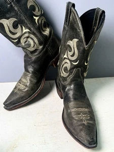 Justin Vintage Black Western Cowboy Boots Mens 11 1/2 D GREAT PATINA !!! - Imagen 1 de 6