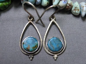 SONORAN ROSE TURQUOISE Sterling Silver 1&5/8"Long Tear Drop EARRINGS ๐๐ - Picture 1 of 6
