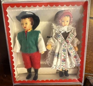Czechoslovakian/Slovak Dolls Haná Region Folk Attire Kroj 4” Pair VTG Handmade - Picture 1 of 8