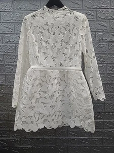NEW Nadine Merabi Lydia Long Sleeve Lace Cocktail Dress-White Size 8 US - Picture 1 of 13