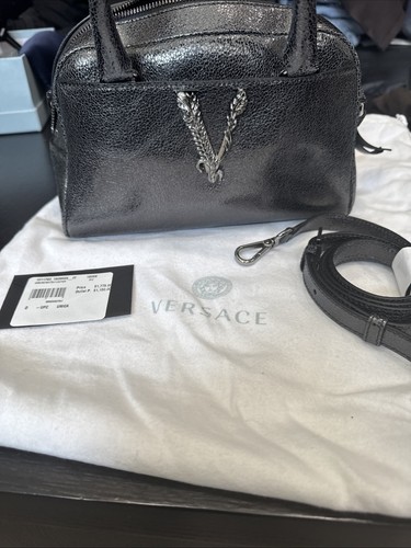 Borsa da bowling Versace 150 grigio metallizzato $1775