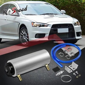7.25"X 2.5" Round Aluminum Racing Engine Oil Catch Can Reservoir Tank+Cap Black - Picture 1 of 6