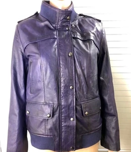 NEU MountMajor Timberland Damen Echt Lamm Leder Bomberjacke Lila L - Bild 1 von 9