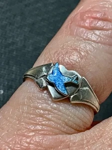 Vintage Bluebird of Happiness Childs Sterling Silver Ring - Picture 1 of 3