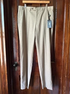 NWT Lauren Ralph Lauren Pants Mens 36X34 Tan Ultra Flex Flat Front Suit Trouser - Picture 1 of 9