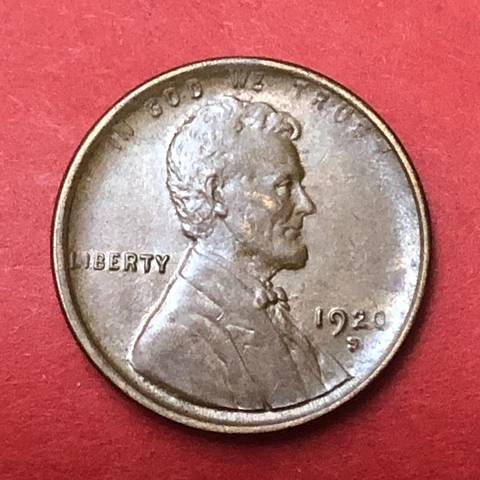 1920-S  Lincoln Cent Original & Naturally Brown Toned Ch. Uncirculated or Better Cover